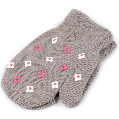 Prima-obchod Dětské pletené rukavice palčáky šedá květ