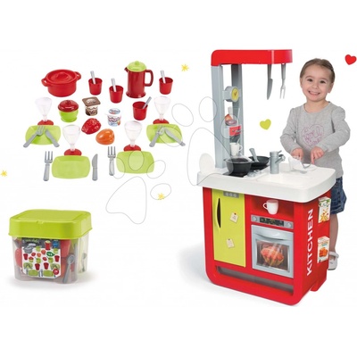 Smoby set elektronická Bon Appetit Red&Green so zvukmi+čajová súprava na tácke 310810-2