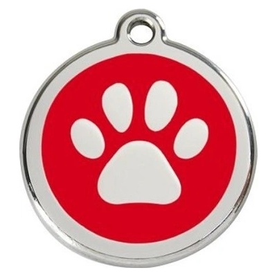 Red Dingo Psia známka 20 mm Labka červená