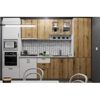 Кухненски комплект Гранд 15 бял и дъб евоук