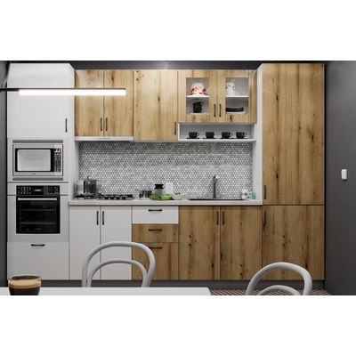 Кухненски комплект Гранд 15 бял и дъб евоук