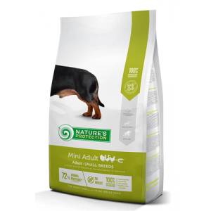 AKVATERA Nature's Protection DOG - Mini Adult, висококачествена храна за пораснали кучета от малките породи над 1 година, пилешко месо, Литва - 2 кг