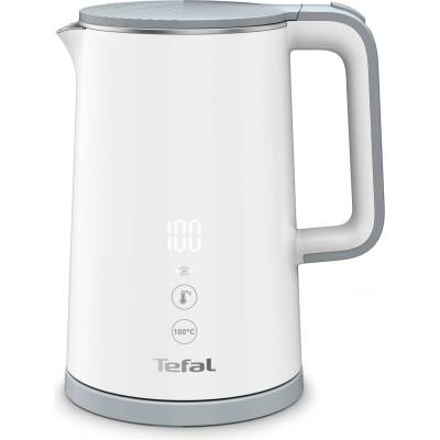 Tefal KO6931 Sense kettle, 1.5 L capacity, digital display, 5 temperature levels, 360° base, water level indicator, removable limescale filter, 30 minute warming function, 1800W, white