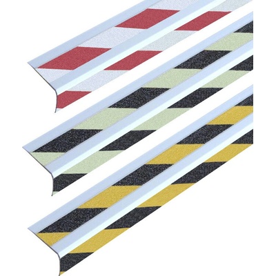 Protiskluzový nášlapný profil na schod, m2, červeno-bílý, š 610 mm, 2 pruhy