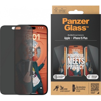 Panzer Стъклен протектор PanzerGlass - Privacy UWF, iPhone 15 Plus (5711724128110)