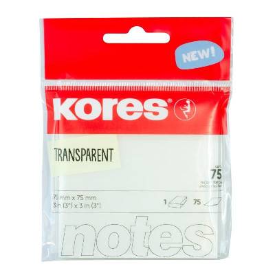 samolepicí bloček Kores 75x75mm /100ks transparentní