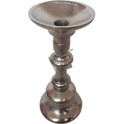 Kovový stříbrný svícen - Ø 9*22cm - Ostatní