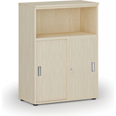 Primo Kombinovaná kancelárska skriňa so zásuvnými dverami WOOD, 1087 x 800 x 420 mm, breza