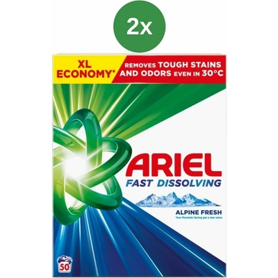 Ariel prací prášok Mountain Spring 2 x 2,75 kg 50 PD