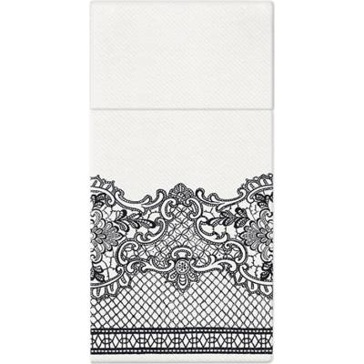 PAW Ubrousky na příbory AIRLAID Royal Lace black 25ks