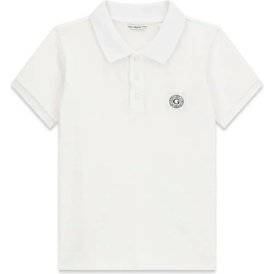 GUESS Бяла тениска с яка за момче с малко лого Guess