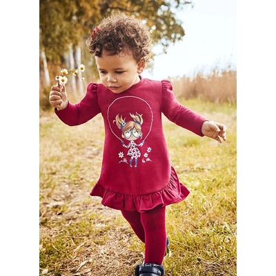 Mayoral Рокля плюш с кукла в малинов цвят Майорал