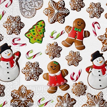 Procos Vianočné papierové obrúsky 3 V perníčky 33x33cm