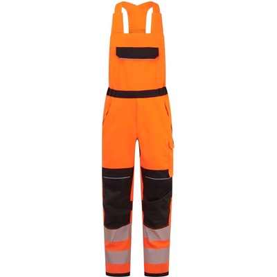Portwest hi-vis modaflame multi-norm pw3 fr453 / Светлоотразителни огнеупорни панталони с нагръдник - hv оранжево/черно m (fr453obrm)