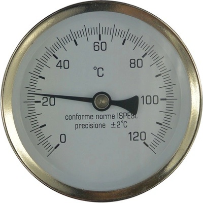 Klum PR3055 Teplomer bimetalový DN 100, 0 - 120 °C, zadný vývod 1/2", jímka 100 mm