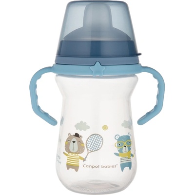 Canpol babies Неразливаща чаша със сламка Canpol - Bonjour Paris, 250 ml, Синя (56/613_blu)