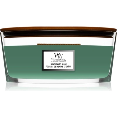 WoodWick Mint Leaves & Oak ароматна свещ с дървен фитил (hearthwick) 453.6 гр