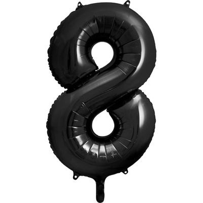 PartyDeco Fóliový balón číslo 8 čierny 86 cm