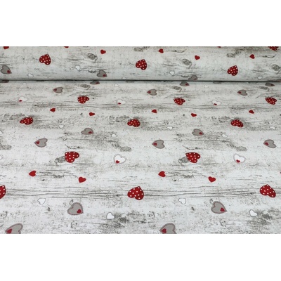 MADE IN ITALY Dekorační látka 100% Bavlna srdíčka Vícebarevná Šířka 140 cm