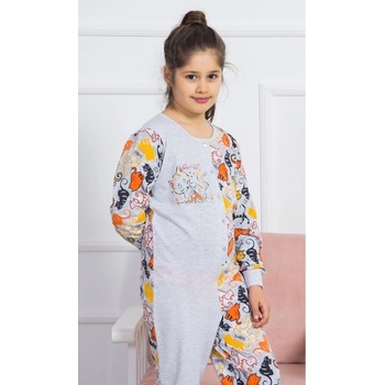 Dívčí overal s kočkami šédé