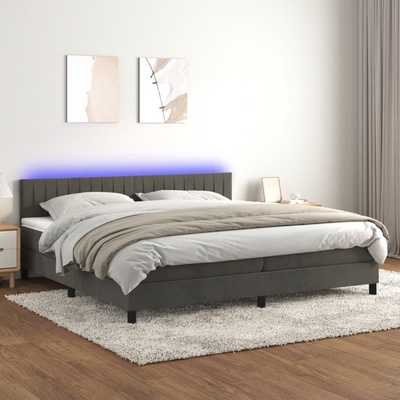 Petrashop 3134544 boxspring postel s matrací a LED tmavě šedá samet
