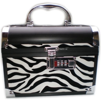 Norma kosmetický kufr střední zebra se zrcátkem a kod zámkem