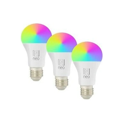 Immax NEO LITE SMART LED E27 9W RGB+CCT barevná a bílá, stmívatelná, WiFi, 3ks 07712C