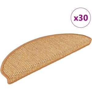 vidaXL Самозалепващи стелки за стълби вид сизал 30бр 65x21x4 см сребро (3365877)