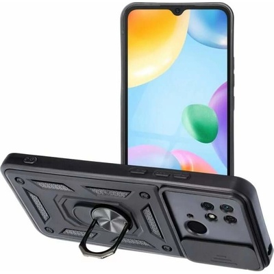 Pouzdro Armor CamShield Xiaomi Redmi 10C černé s krytkou fotoaprátů a stojánkem