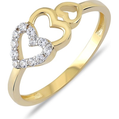 Lillian Vassago Zlatý prsteň s tromi srdiečkami LLV06 GR047