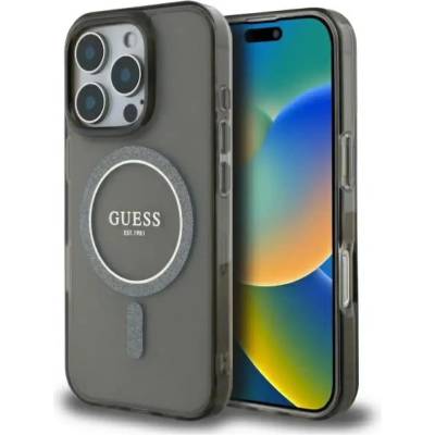 GUESS Калъф Guess IML Glitter Circle MagSafe за iPhone 16 Pro - черен (3666339307424)