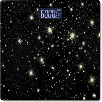 Rosberg Електронен кантар ROSBERG R51650G, До 180 кг, LCD дисплей, 2 x AAA, Черен/Звезди (5R51650GST)