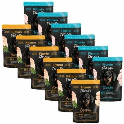 Fitmin For Life Dog Adult Mix príchutí kurča s bylinkami a moriak s rakytníkom v omáčke 12 x 85 g