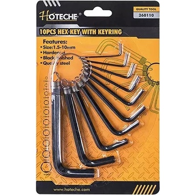 Hoteche Sada imbusových kľúčov na krúžku 1,5-10 mm 10 ks HT260110