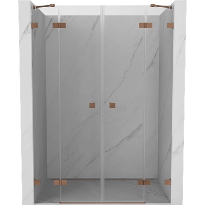 Mexen Lunar Двойни душ врати с отваряне 160 см, прозрачни, четкана мед - 834D-160-000-65-00 (834D-160-000-65-00)