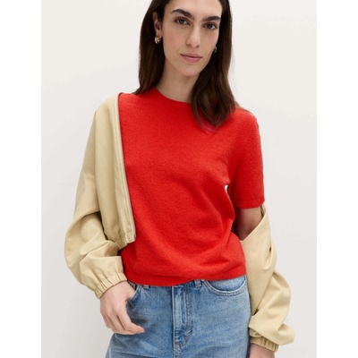 Marks & Spencer Плетен топ тесен крой букле, с висок дял памук Marks & Spencer червена Marks & Spencer | Cherven | ЖЕНИ | S