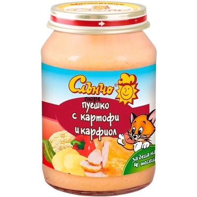 Слънчо пюре пуешко с картофи и карфиол - 190 г