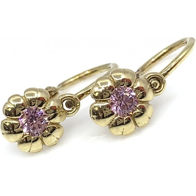 Jan Kos jewellery zlaté náušnice s růžovým kamenem 59616159