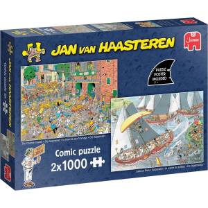 Jumbo Пъзел Jumbo от 2 x 1000 части - Нидерландски традиции: Пазарът за сирена и Ветроходната регата (1110100646)