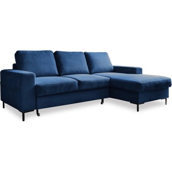 Miuform Тъмносин разтегателен ъглов диван от рипсено кадифе (десен ъгъл) Lofty Lilly - Miuform (1052ON26)