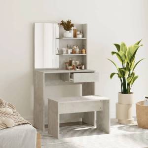 vidaXL Комплект тоалетка, Бетонно сиво, 74, 5x40x141 см (3114142)