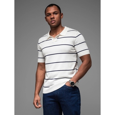 Ombre pánské triko s límečkem OM-POSS-0145 WHITE AND NAVY