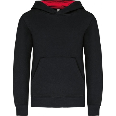 Kariban Mikina s kapucí K453 dětská 1TE-K453-Black/Red