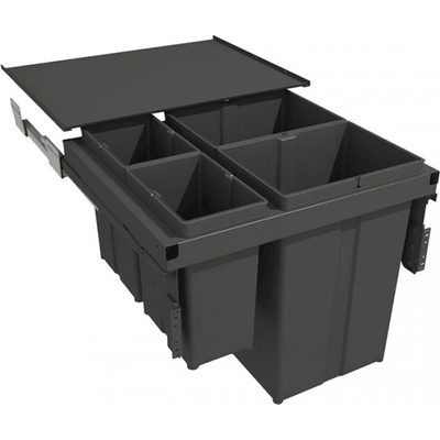 Gollinucci Výsuvný odpadkový kôš STAR - 2 x 29 L + 2 x 8 L s úchytmi dvierok / Antracit
