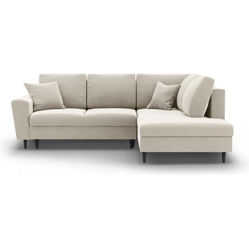 Cosmopolitan Design Бежов кадифен разтегателен ъглов диван с място за съхранение (десен ъгъл/L форма) Kyoto - Cosmopolitan Design (COS_RCF_L_2_F1_KYOTO1)