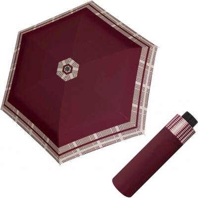 Doppler Fiber Havanna Timeless Red Hahnentritt dámsky skladací dáždnik červený