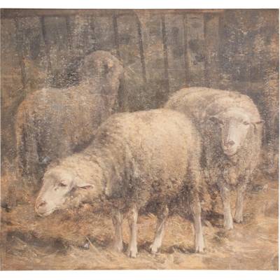 Clayre & Eef Hnědý obraz na plátně ovečka – 50x3x50 cm