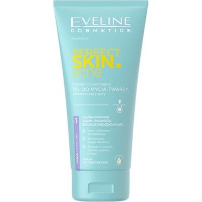 Eveline Cosmetics Perfect Skin acne hĺbkovo čistiaci gél pre problematickú pleť akné 150 ml