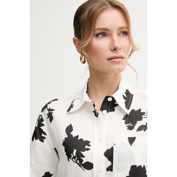 Liviana Conti Ленена риза Liviana Conti дамска в бяло със стандартна кройка с класическа яка L5SL52 (L5SL52)