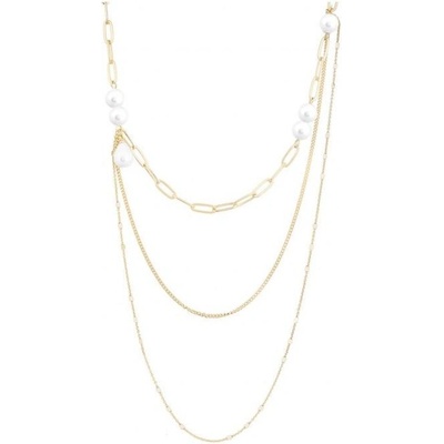 Biju Pozlacený řetízek 14k zlatem, trojřadý s perleťovými kamínky 3001469